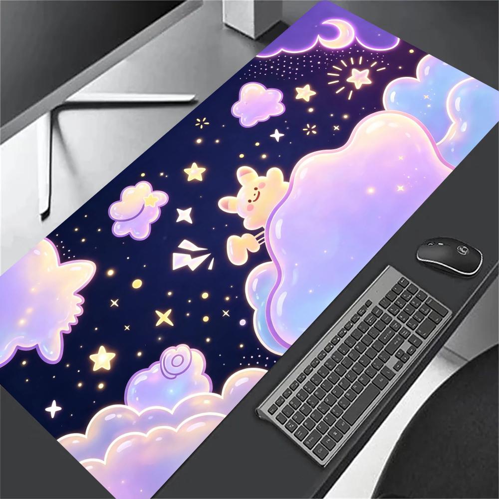 Cartoon Bear Purple Cloud Mouse Pad Large Anti Slip Rubber Desk Mat for Gaming Office Laptop Keyboard Pad Pc Accessories Gamer