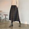 Pantalones de Lana Elásticos de Cintura Alta para Mujer Otoño Invierno Cuadros Lana Pierna Ancha Pantalones Femeninos Casuales Sueltos Longitud Tobillo Pantalones Falda