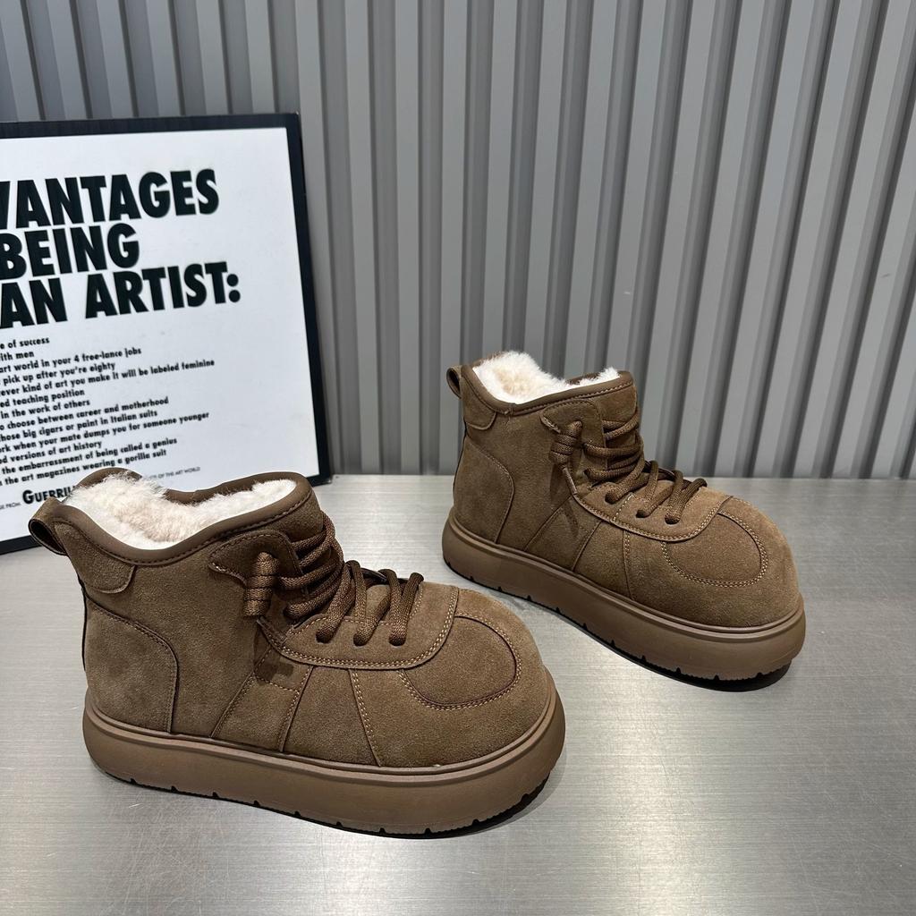 [Fanfna] Mode großköpfige dicksohlige High-Top Schneestiefel Damen Herbst neue Schnürstiefel Tide