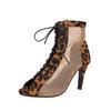 Fashion Leopard Mesh High Heels Women Sandals New Lace Up Cool Boots 2025 Summer Sexy Pointed Toe Pumps Elegant Party Sandalias De Mujer