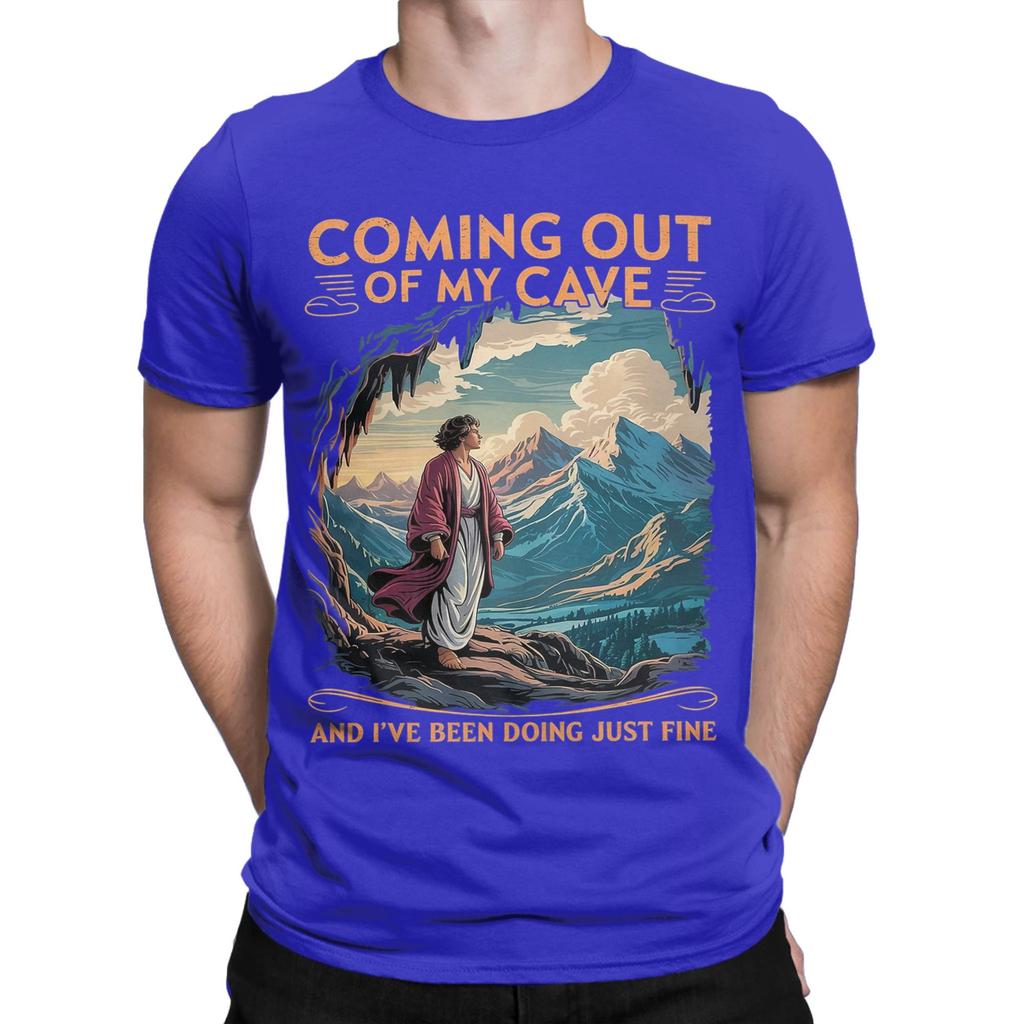 Jesus Coming Out Of My Cave T Shirts Unisex Pure Cotton Vintage TShirts Crewneck Tees Short Sleeve Clothes 6XL