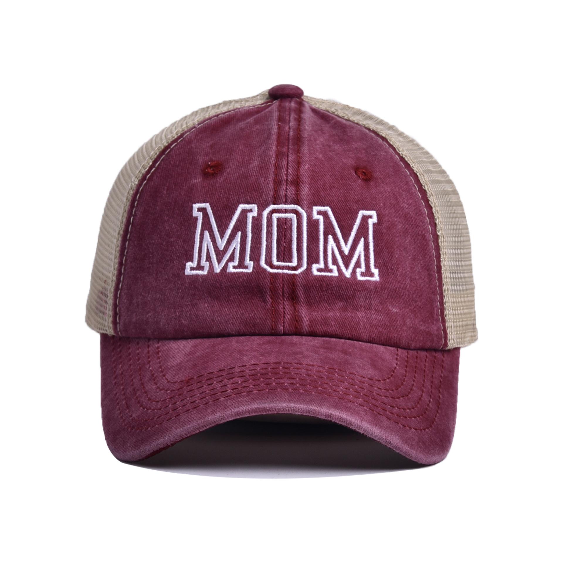 

Козырьки Вышивка Бейсболки Хип-хоп Солнцезащитные Шляпы Мужские Женские Спорт на Открытом Воздухе Mesh Wine Red MOM