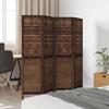 4 Piece Room Divider Dark Brown Solid Paulownia Wood