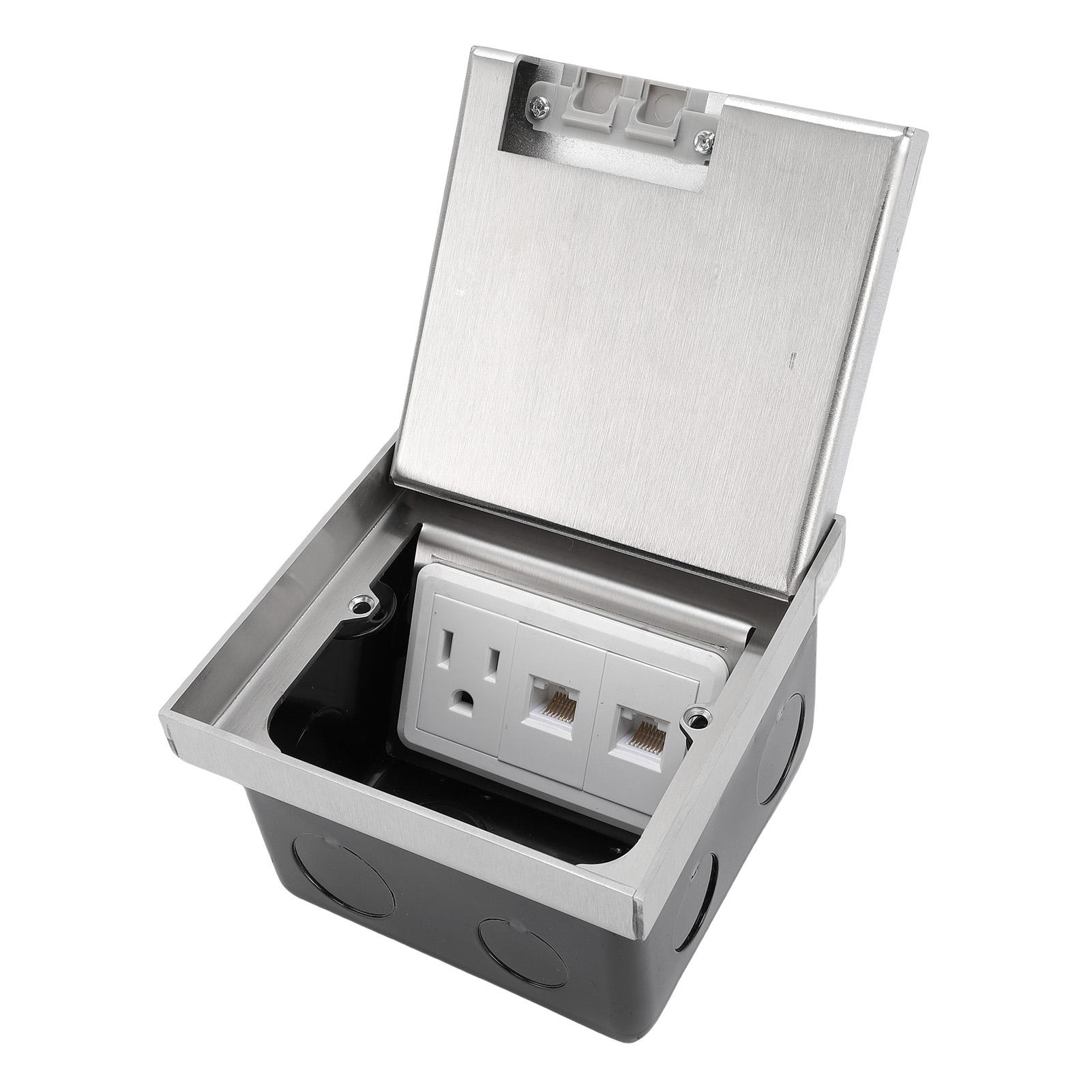 

Комплект вбудованої підлогової електричної розетки Плоска прихована розетка Водонепроникна кришка Коробка 1 шт. 3-контактна та 2 шт.