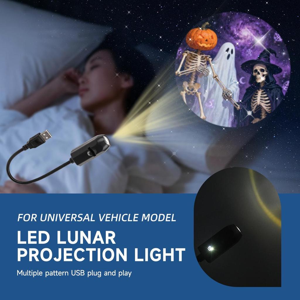 Starry Sky Moon Lamp - Creative LED Projection Night Light with Ghost Face Expressions, USB Decorative Lamp.