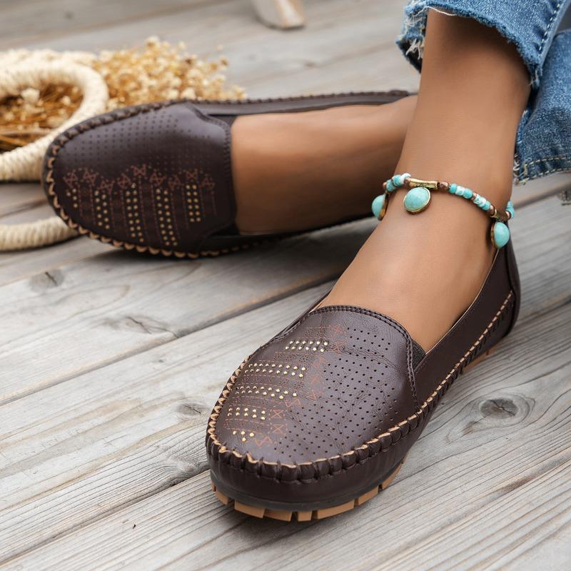 E-commerce solid color retro women flat bottom trend comfortable low heel