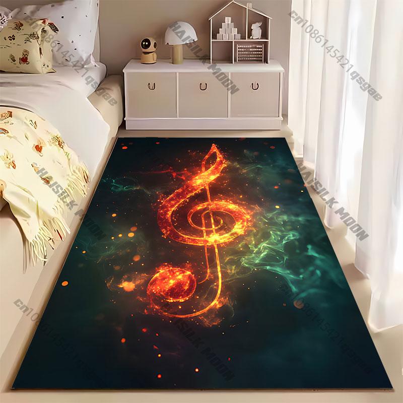 Fiery musical symbol glowing carpet Yoga living room room decor children's crawling mat doormat area rug games mat