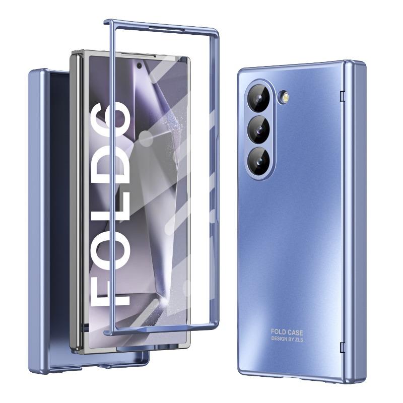 Custodia rigida galvanizzata per telefono per Samsung Galaxy Z Fold 6 5 4 3 Fold6 Fold5 Fold4 Fold3 Protezione cerniera Copertura antiurto