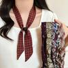 Elegant Spring Silk Scarf Necklace for Women - Versatile Gem Flower Ribbon Collar Accessory