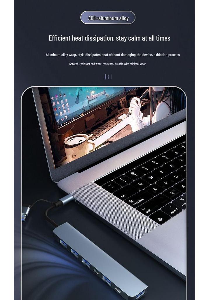 Dual-Head USB 3.0 7-in-1 Docking Station and Type-C Hub for Laptops