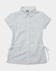 SOME PLACE Ribbon Strap String Snap Point Round Collar Short Sleeve Blouse Shirt [White]