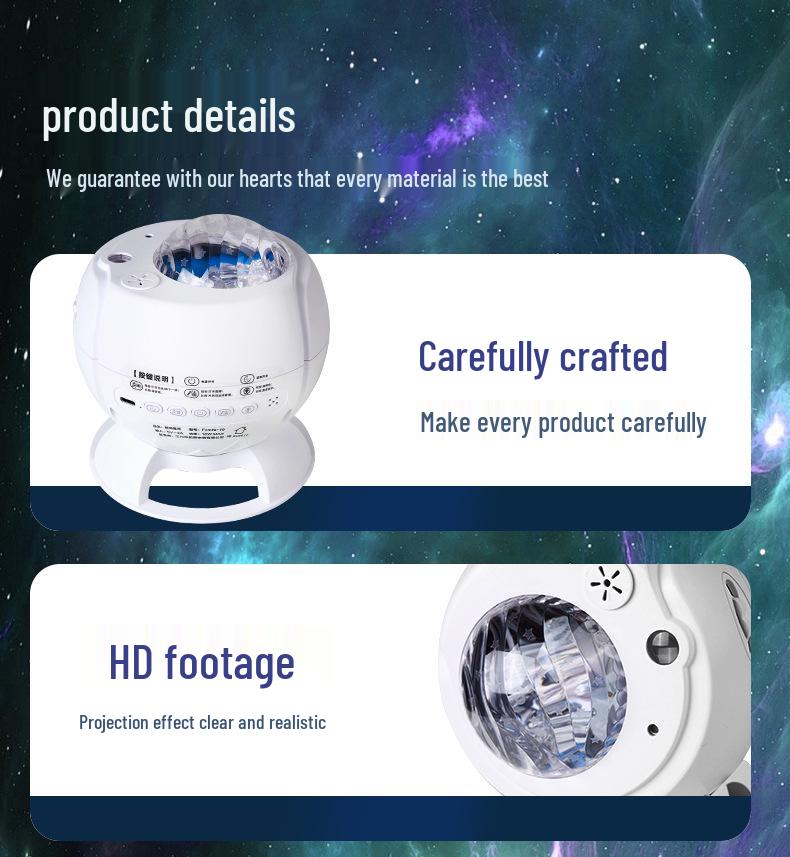 Aurora Bluetooth Colorful Star Projector Night Light - Romantic Bedside Atmosphere Gift