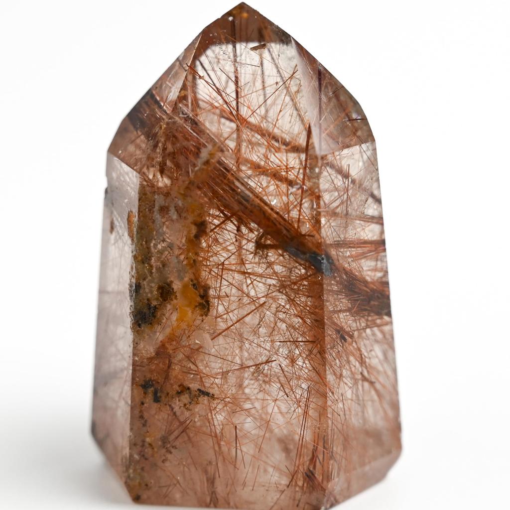 Eigado Rutilated Quartz 53mm Natural Quartz Power Good Luck In and Overall Good Point, Tall, Stone, Stone, Work, Money, Fortune, 2509-point-Rut-02