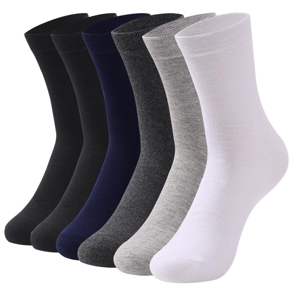 6 Pairs Men's Large Seamless Sweat-Absorbing Odor-Resistant Mid-Calf Socks for Autumn/Winter