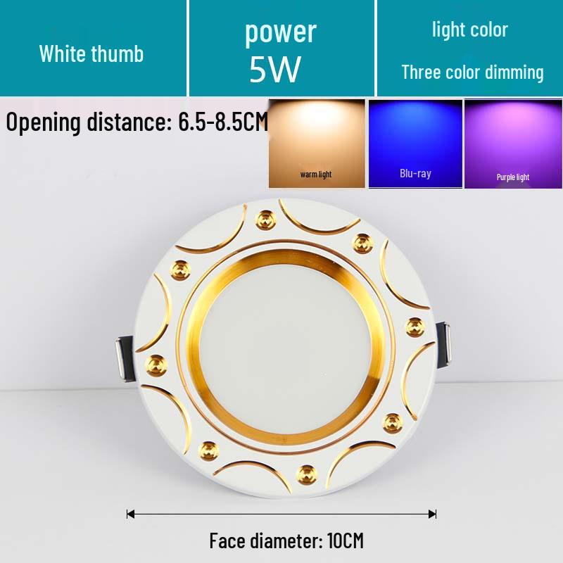 7.5-Inch Recessed Ceiling Downlight with 3-Color Dimming for Living Room