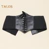 Women Lace-up Corset Wide Elastic Waist Belt Faux Leather Slimming Body Waistband Dress Shirt Decoration