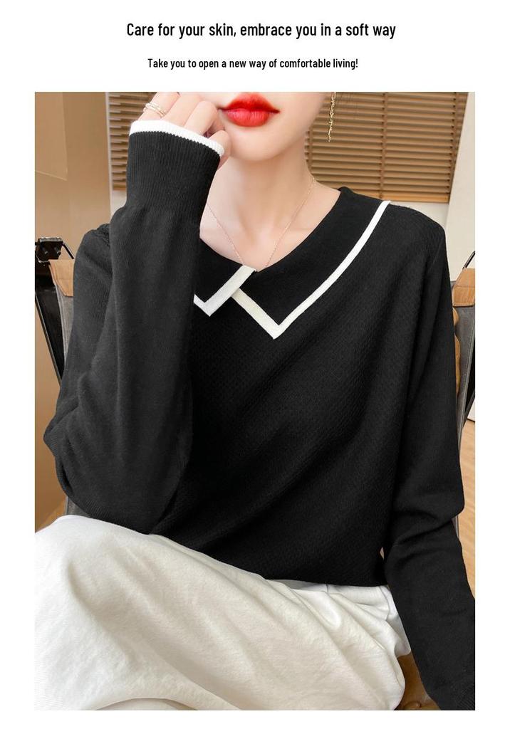 Women's Doll Collar Honeycomb Knit Sweater - Soft, Versatile, and Stylish Autumn/Winter Outerwear.
