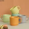Einfachheit Gestreifte Keramiktasse Einfarbig Saftbecher Büro Milchkaffee Tasse Becher Getränkebecher Familienfrühstückstassen Teetassen