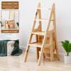 4-stufiger Klappstuhl aus Massivholz, multifunktional umwandelbar, Holzleiter, klappbarer Tritthocker für Innenbereich, Wohnzimmer, Schlafzimmer