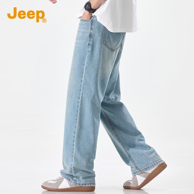 JEEP Men's Lyocell Blend Summer Straight-Leg Denim Jeans