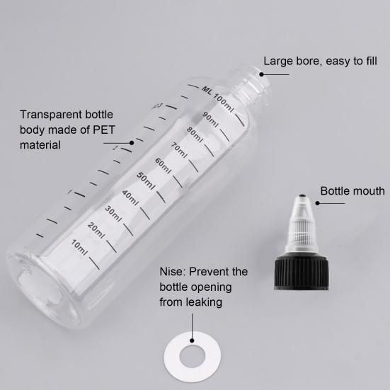 Frascos Squeeze Graduados com Tampas de Bico Dispensador de Plástico Transparente para Molho Óleo Tinta Cola À Prova de Vazamento Reutilizáveis Frascos para Condimentos para Cozinha Artesanato Laboratório