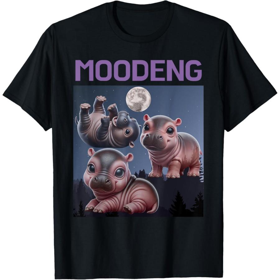 QINGXIUU MooDeng Hippo The Famous Baby Pigmy Howling in The Moon Meme T-Shirt XXXXXL разноцветный