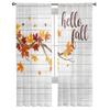 Maple Leaf Farmhouse Retro Wood Grain Tulle Curtain for Living Room Kitchen Bedroom Sheer Tulle for Cafe Hotel Modern Home Decor