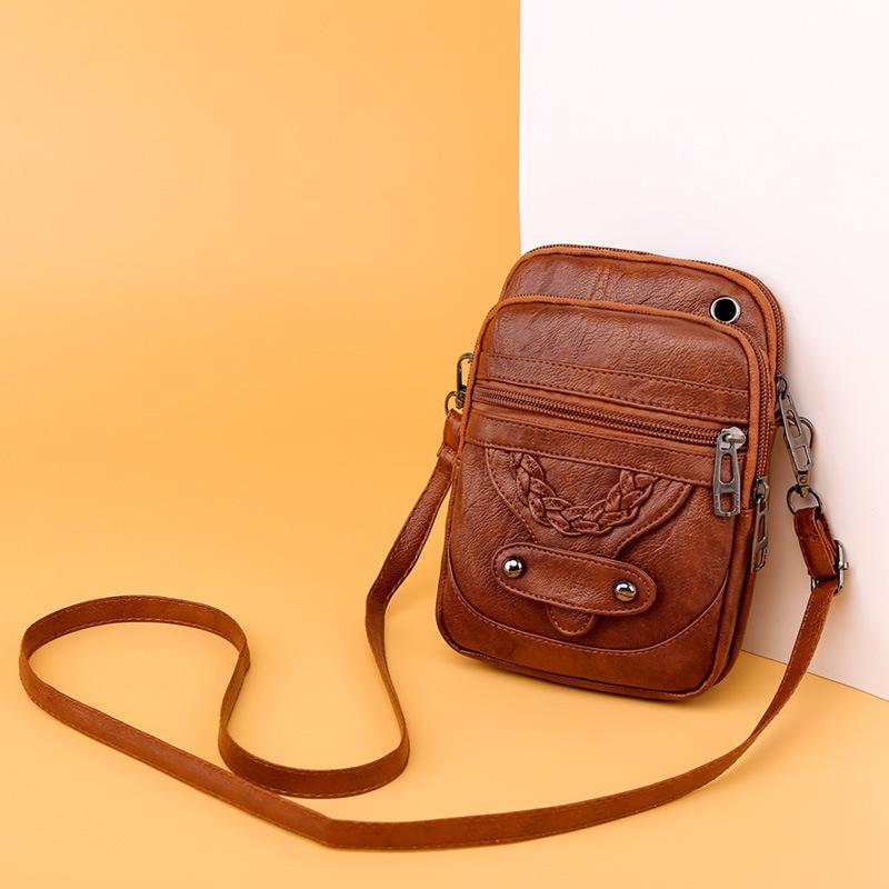 Soft Leather Phe Shoulder Crossbody Bag Women European American Vintage Mature Fashi Small Handbag