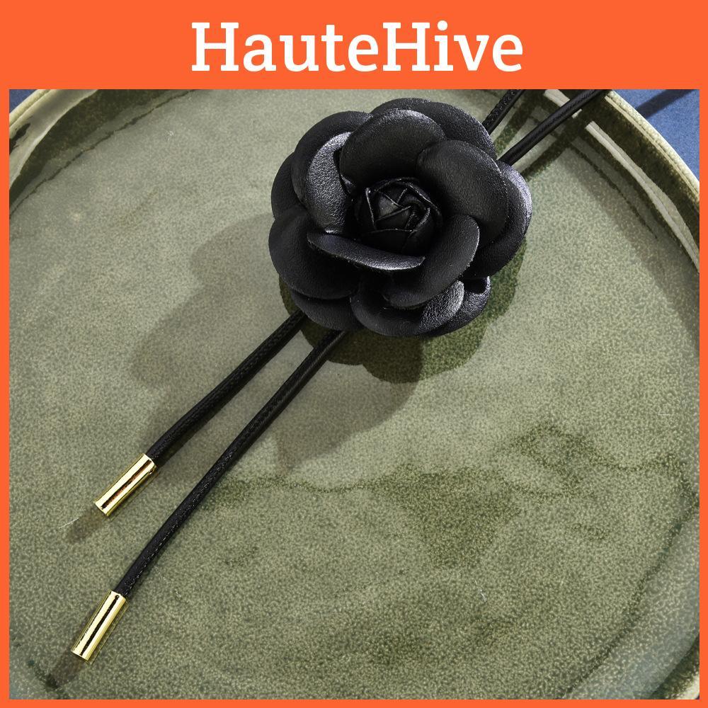 Stylish Handmade Black Floral Fabric Necklace Featuring Romantic Camellia Design