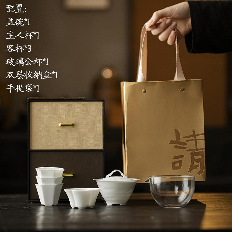 Double Layer Storage Box Of Jade Clay Tea Set Complete Set Traditional Tea Ceremony Set Teapot And Tea Cup Set Teaset Gift Craft