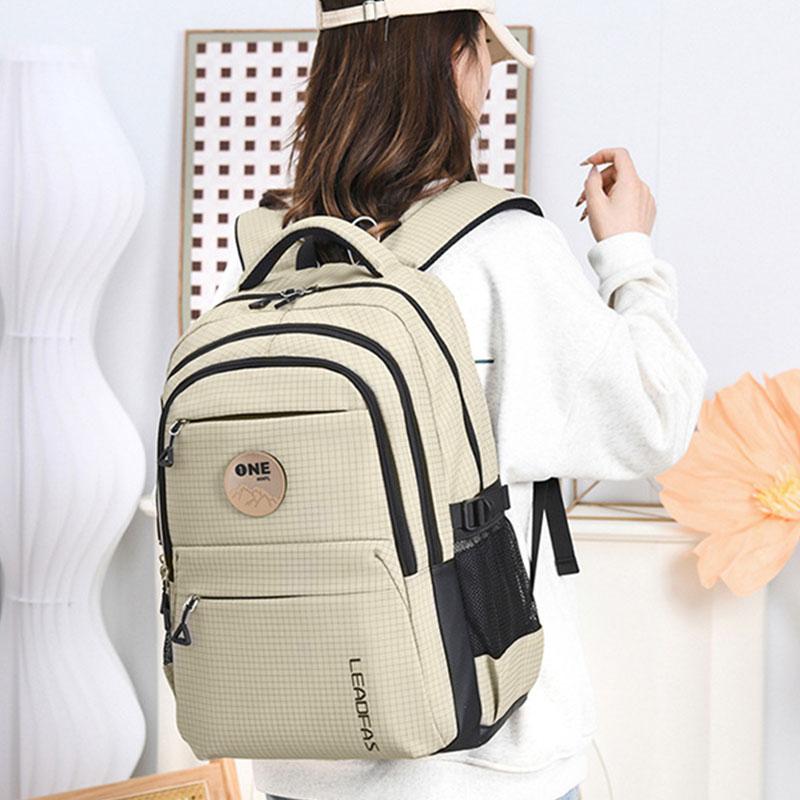 Fashion Women Backpack Nylon Checkered Waterproof Men Travel Backpacks Women's Laptop  Bag College Girls Boys School Backpack