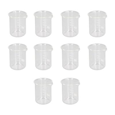 10-Piece 50ml Glass Measuring Cup and Glass Measuring Beaker Set with Graduated Scientific Glassware for Labs, Classrooms, and Home Use