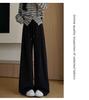 Women's High-Waisted Gray Corduroy Wide-Leg Pants - Autumn/Winter Plus Velvet Thickened Long-Leg Sports Sweatpants