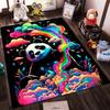 Colorful Panda with Rainbow and Clouds Scene Non-slip Rug Suitable for Living Room and Bedroom Sofas