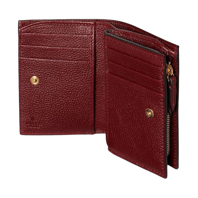 Gucci GG Marmont Logo Classic Leather Wallet Medium Women Wallet Beige Red 841360-AAE5E-6258