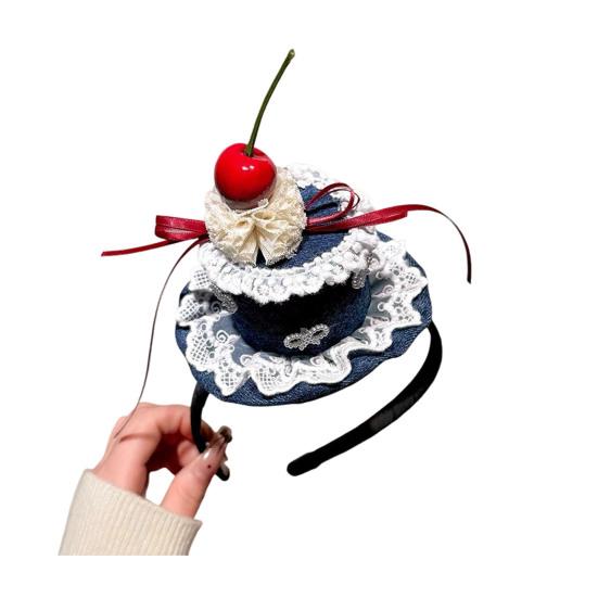 Soft Fabric Velvet Headband Birthday Series Cake Decor Bright Color Hair Hoop Hand-Crafted Hair Accessory