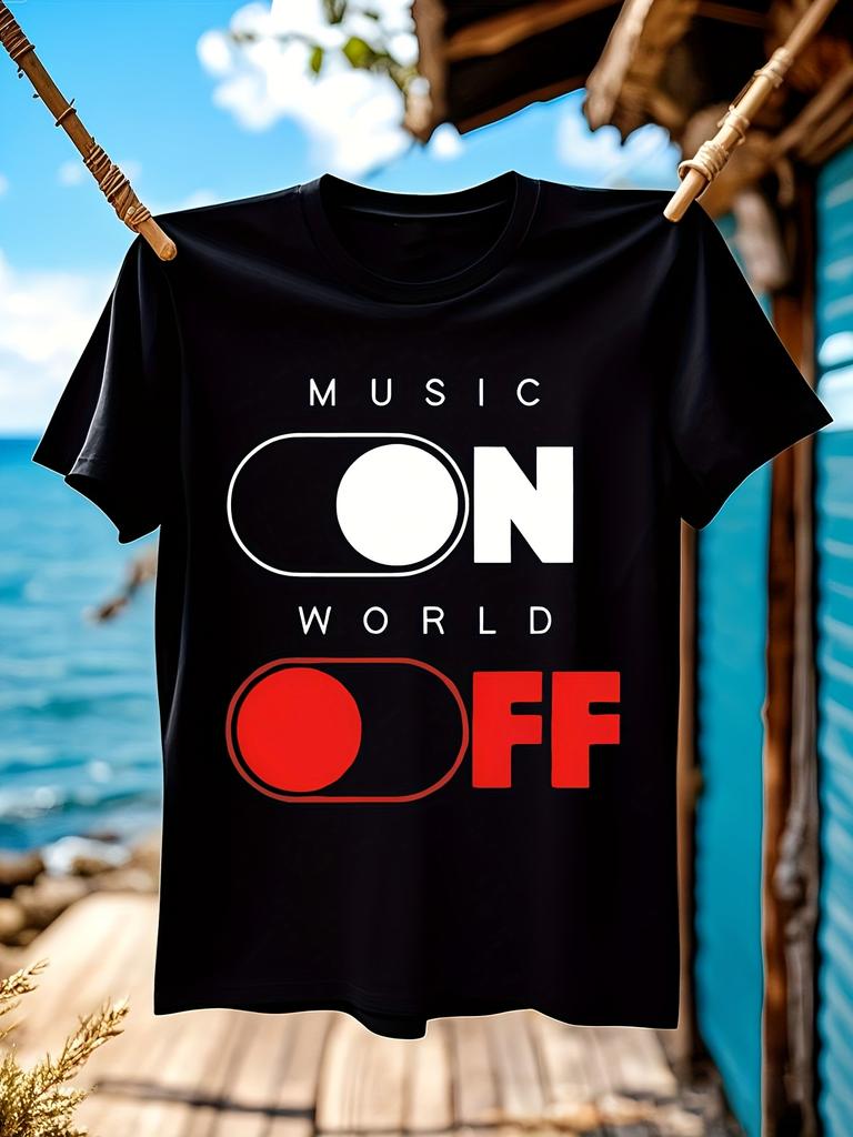 Music On World Off Graphic Printed Tshirt s 100% Cotton b...