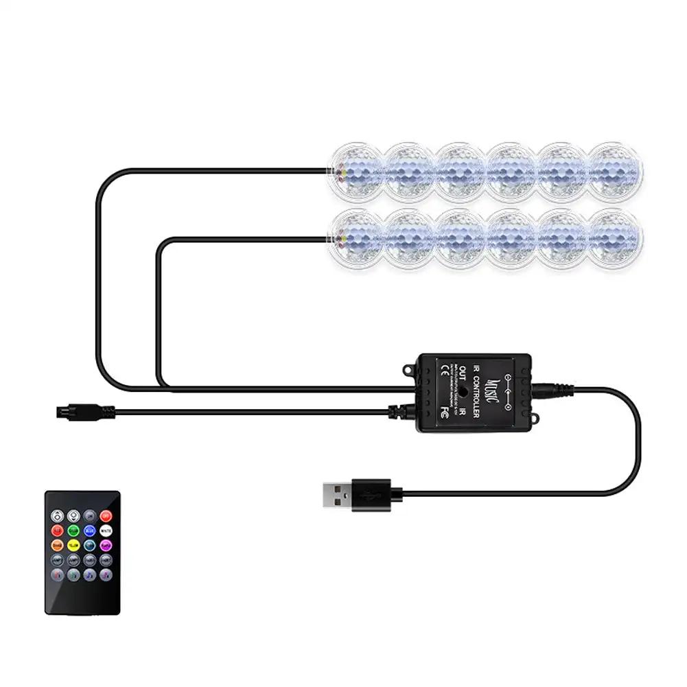 12 LED Car Interior Ambient Foot Light USB / Cigarette lighter LED Atmosphere Decorative Lamp LED Foot Light Kit Car Accessories