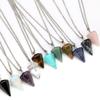 1pc Natural Stone Hexagonal Pendant Chain Necklace Taper Soul Swing Bullet Crystal Necklace For Men And Women