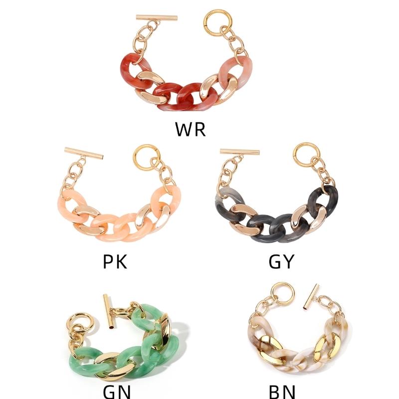 Two Tone Handchain Candy Color Resin Bangle Fashion Bracelet Jewelry Mother Day Gift for Women Autumn Winter Accessory
