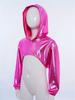 Costume de Performance de Danse Hip Hop Jazz pour Filles Ourlet Asymétrique Sweat à Capuche Métallique Haut Court à Manches Longues