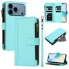 Apple 17 Pro Max Solid Color Zipper Wallet Case for Nine Cards – Compatible with iPhone 16/15/14