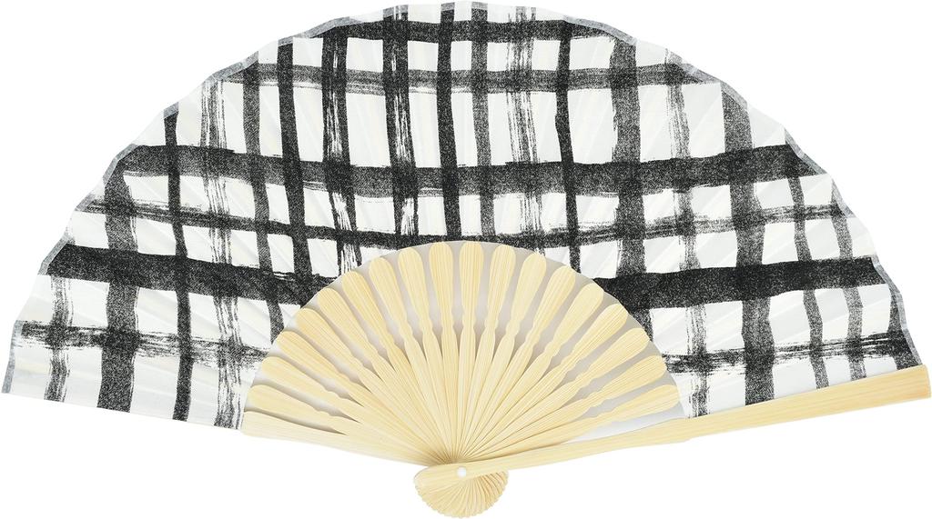 Onishi Kensei Seihan Fabric Folding Fan, 20cm, LatticeWhite, 'Ripple' N18-A01