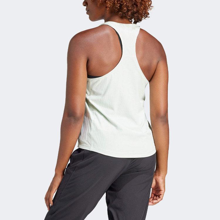 Adidas Own The Run Tank Top Reflective Stripes Round Neck Running Vest Women Tops Green IN2964