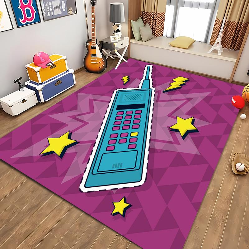 HD Printing Retro Phone Carpet for Living Room Cartoon Children's Bedroom Sofa Doormat Floor Tapete Anti-slip Decor Alfombra 3D