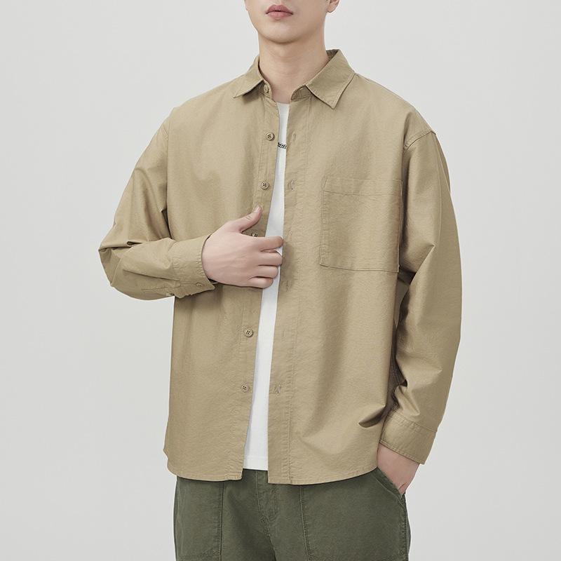 New Spring Japanese Retro Men's Loose Oxford Cotton Shirt Casual American Shirt