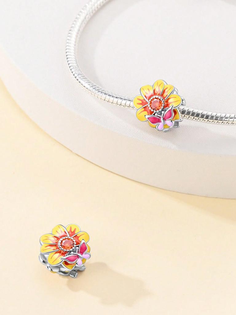 Charm Copper Colors Daisy Sunflower Kitten Bead For Original Bracelet Diy Beads Charms Jewellery Making Gift For Women Styfne