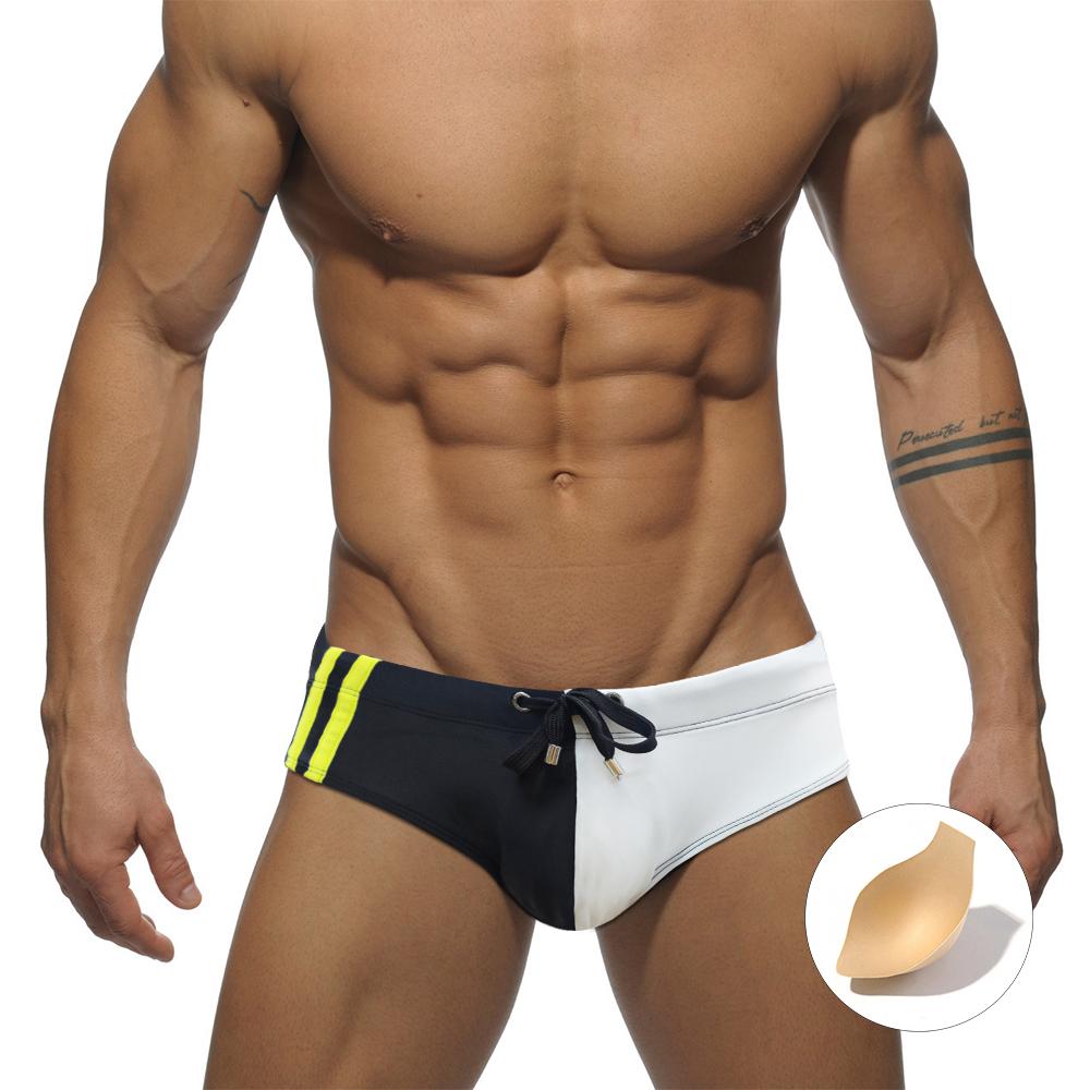 Men Swim Briefs Color Block Combination of Color Low Waist Tight Fit Sexy Swimwear Beach Wear Tanning Surfing