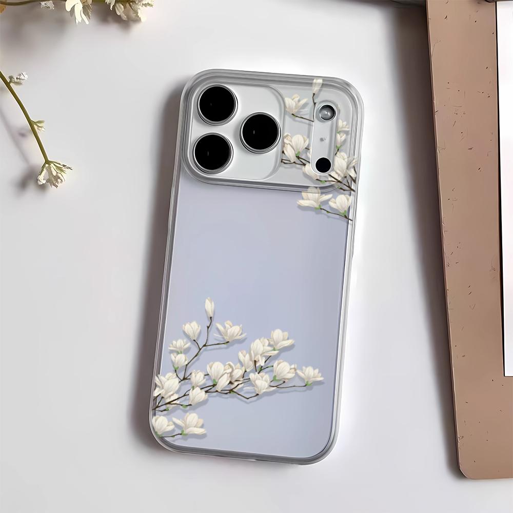 Heavy Duty Phone Case For Iphone 11 Pro Max 13 14 15 Plus 16 17 Air 12 Soft Tough White Magnolia Flower Shell Elegant Cover