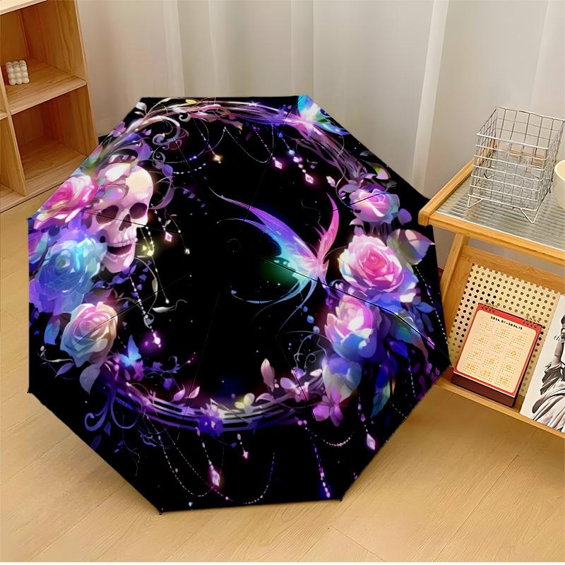 

Daisy Circular Design Theme Automatic Umbrella Compact 8-Rib Design Sturdy Construction Durable Everyday Carry Umbrella Stylish Accessory